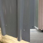 cladding-rib-and-corner-flashing Colorsteel cladding ribs aligned at shed corner showing correct spacing for corner flashing fit and seal