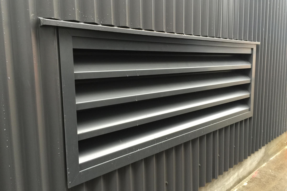 external louvre vent for shed External louvre ventilation panel fitted to a New Zealand shed
