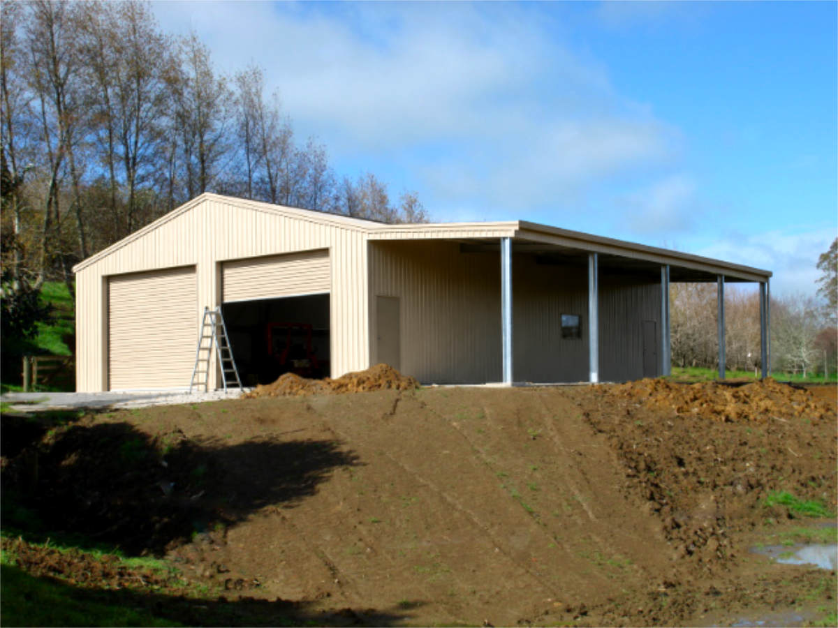 Garage with covered workshop