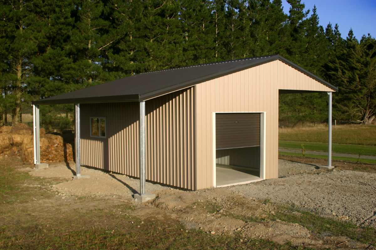 Shed with attached lean-to for covered outdoor space